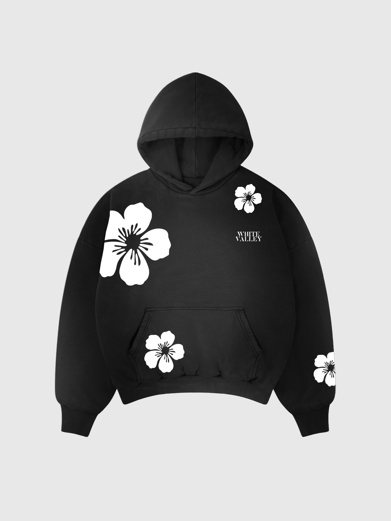 HOODIE FLOWERS BLACK